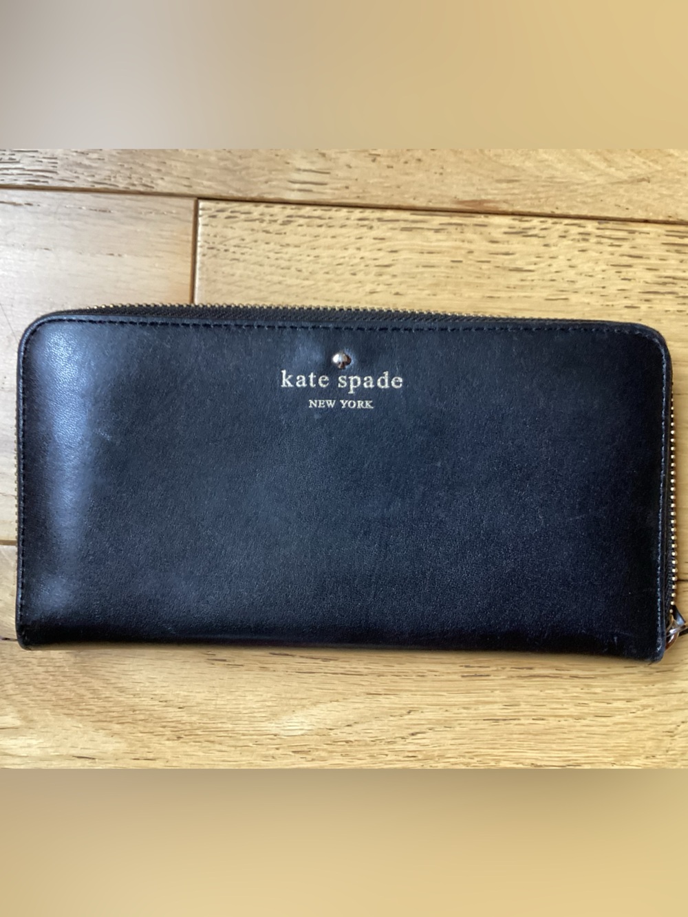 Kate Spade black zip around wallet